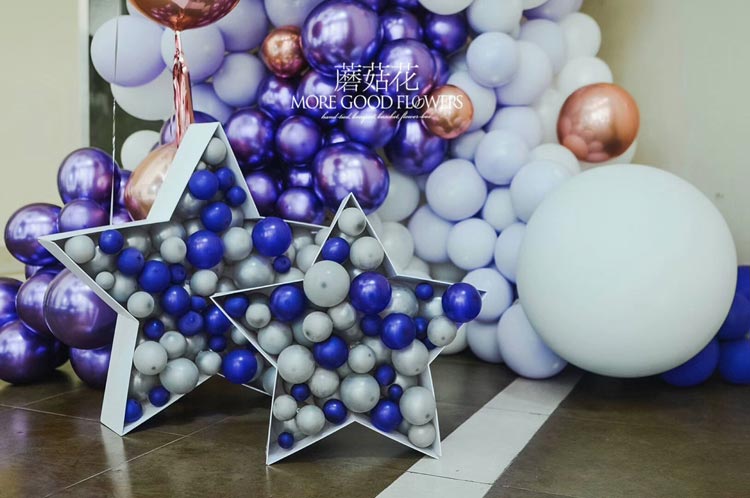 紫色系+金属色网红气球墙造型案例图片分享